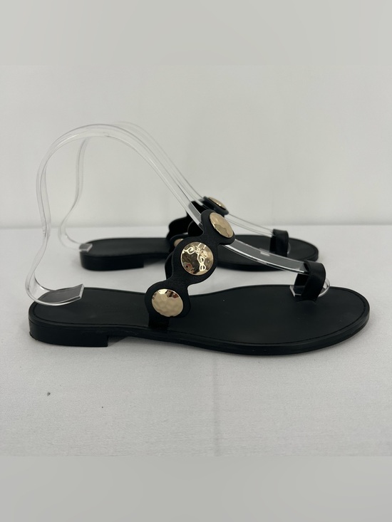Banana Republic Shoes - Black Gold accent Leather Toe Ring Sandals 6 old money resort euro summer